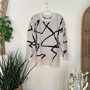 12th Tribe Montclair Cream Abstract Sweater • Small • Sweater Dress